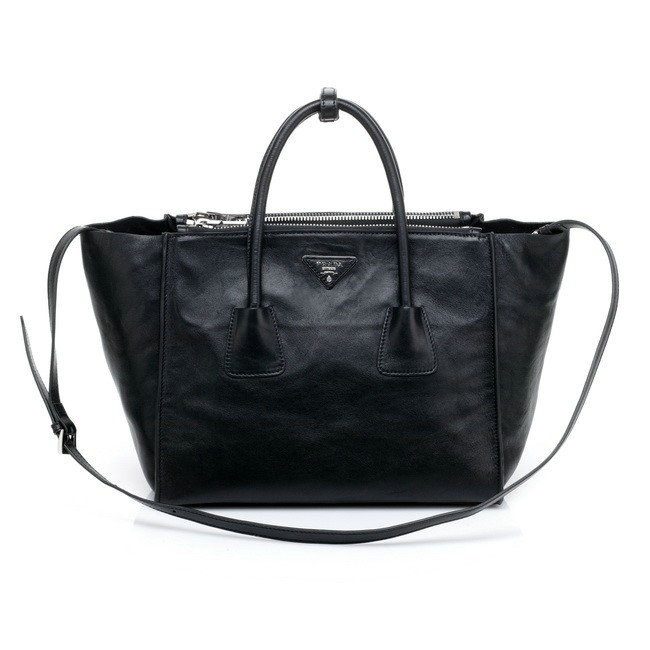 2014 Prada Shiny Glace Calf Leather Tote Bag BN2619 black